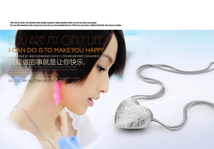 Модное серебряное украшение ожерелье для женщин кулон в форме сердца