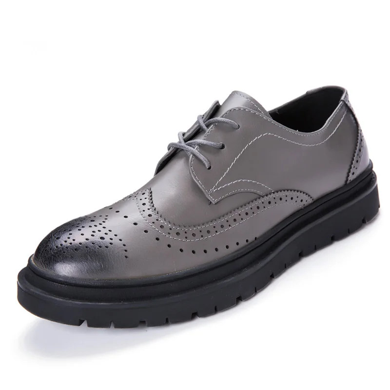 

Leather Shoes For Men Platform Men's Shoes Casual Business Chunky Shoes Elegant Brogue Wedding Fashion Tooling Shoes Size 38-44