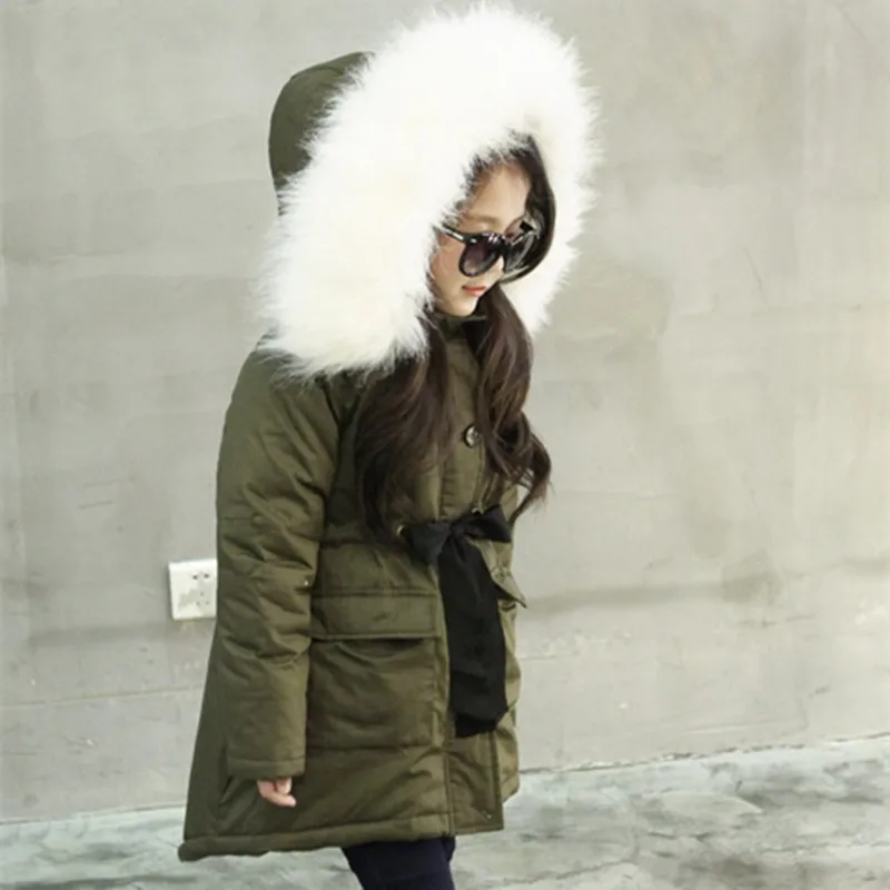 

Girls Winter Warm Thicken Cotton Coat Kids Hooded Long Coats For Baby Girl 3-10 Year Outerwear Children Parkas Down Jacket
