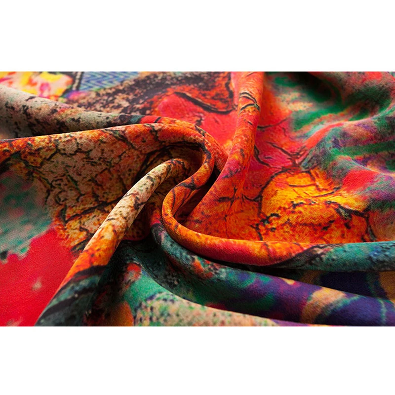 

2020 new Women Dress Elegant Floral Spring Summer Short sleeve Vestidos Chinese Vintage Print Faux Silk Dresses High Quality