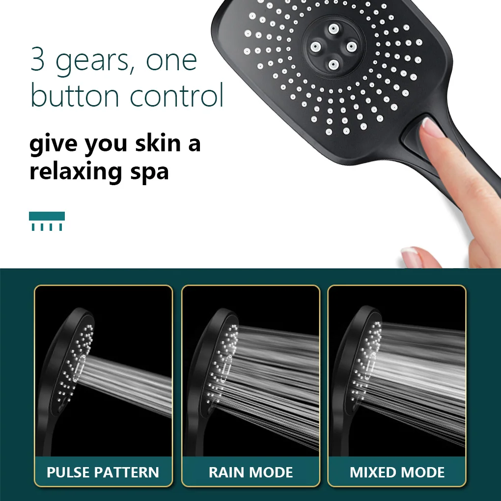 

High Pressure 4 Modes Shower Head Square Rain Water Saving Nozzle ShowerHead Adjustable Spray ABS Plastic Bathroom Accessories