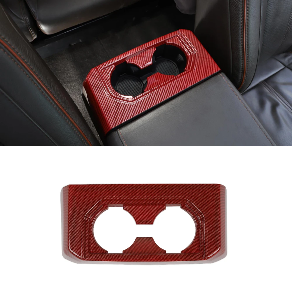 

Rear Seat Water Cup Holder Panel Decoration Trim Cover for Ford F150 F-150 2016-2020 Car Inner Accessory ABS Red Carbon Fiber