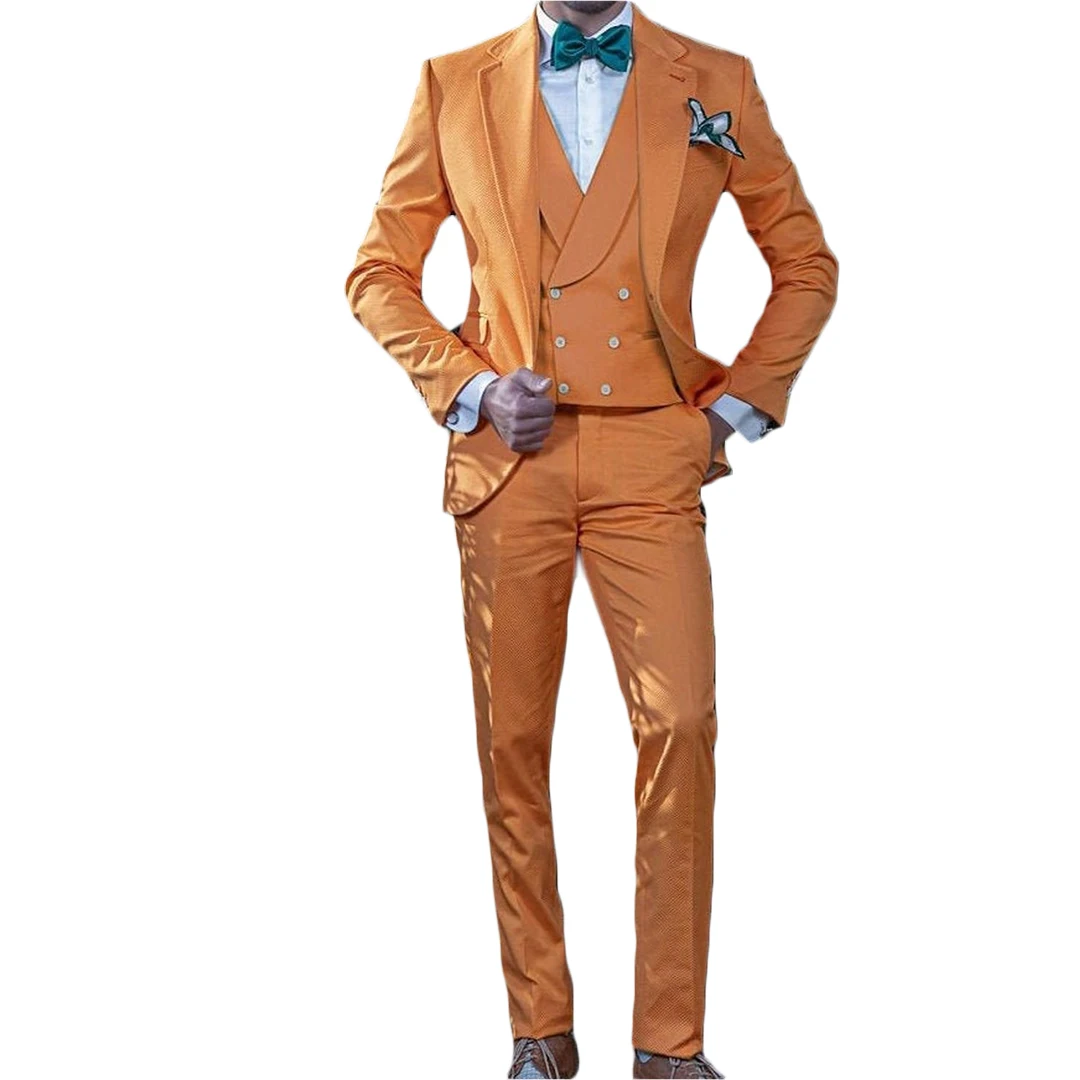 Повседневные мужские смокинги костюмы с заостренным верхом Lape комплект из 3