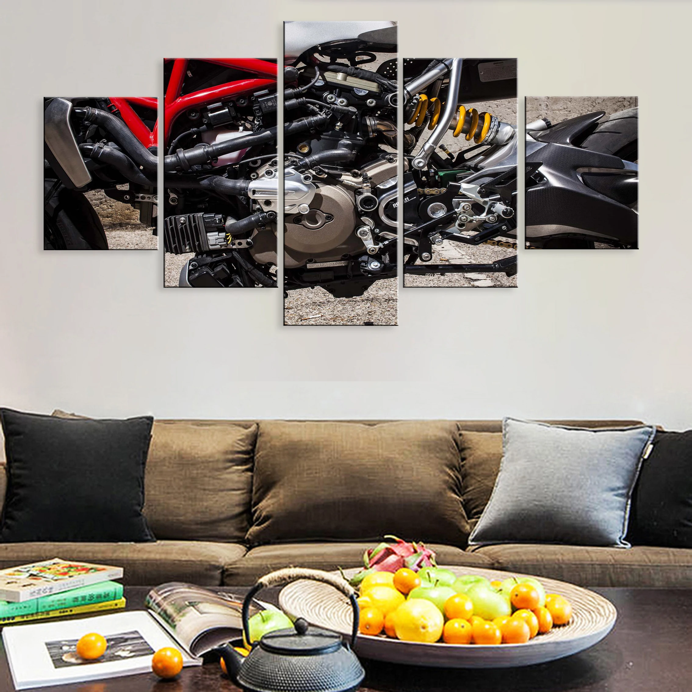 

Hd Printed Modern 5 Pieces Artwork Modular Poster Canvas For Home Decor Framework 1200 Modified Motorcycle