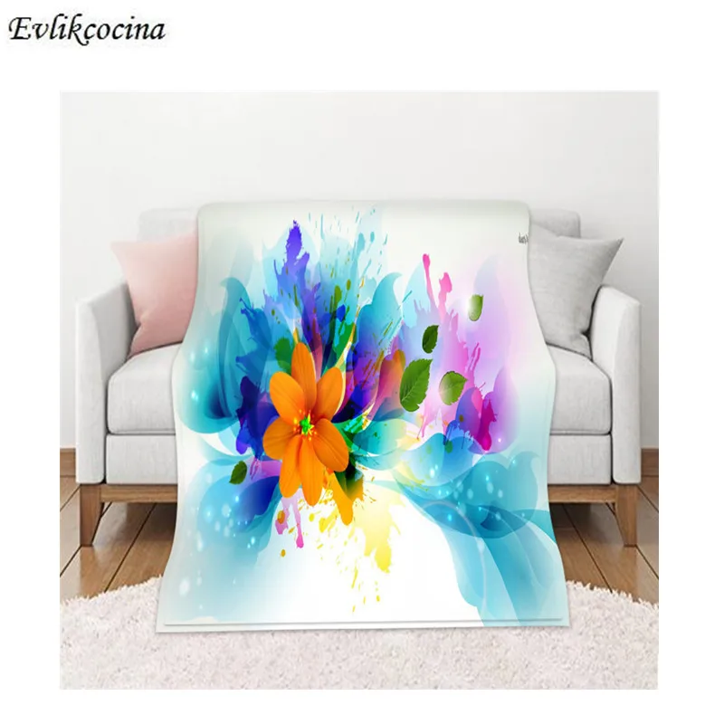 

Free Shipping Flowers Fleece Blanket For Beds Colorful Mantas De Cama Rectangle Manta Polar Sofa Decoration Couverture Polaire