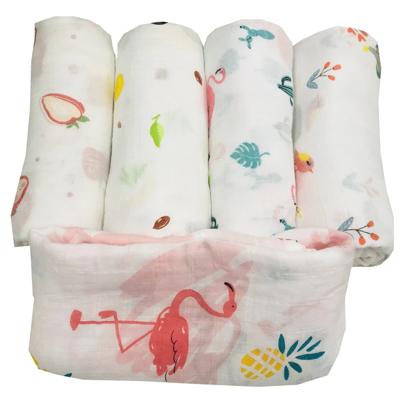 

INS Hot Flamingo 70% Bamboo Fiber 30% Cotton Baby Blankets Bedding Swaddle Wrap For Newborn Gauze Muslin Blanket Soft Breathable