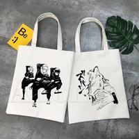 jujutsu kaisen yuji itadori gojo satoru shopping bag bolsas de tela grocery shopper shopping cotton bag jute sacola reciclaje