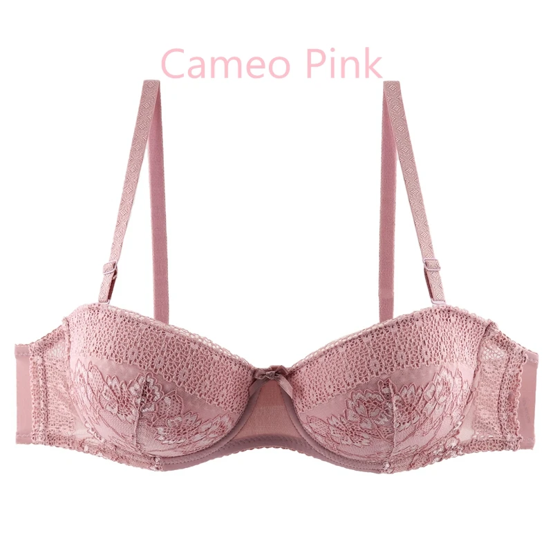 Cameo Pink Beauwear Ladies Secret сексуальный Деми Балконный бюстгальтер для женщин кружевной хлопковый бюстгальтер на косточках размера плюс A B C D 75 80 85 90 большая грудь - Цвет: Cameo Pink