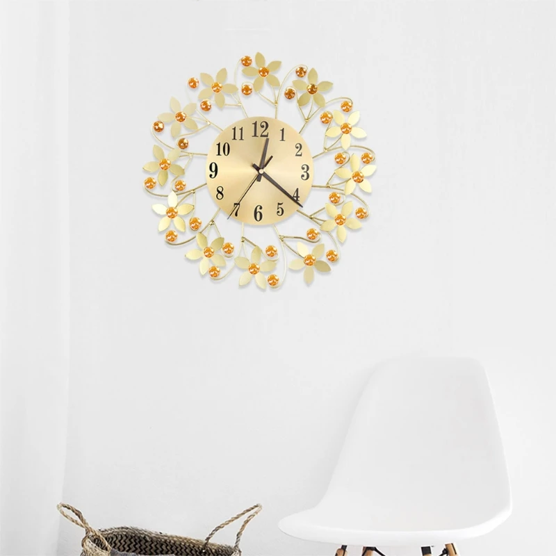

Vintage Flower Iron Home Wall Clock Creative Pattern Simple Design Watch Home 28GF