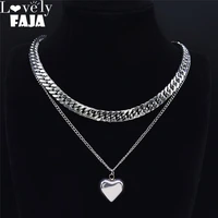 2pcs hip hop stainless%c2%a0steel chains necklaces for women silver choker necklace jewelry chaine acier inoxydable nxs03