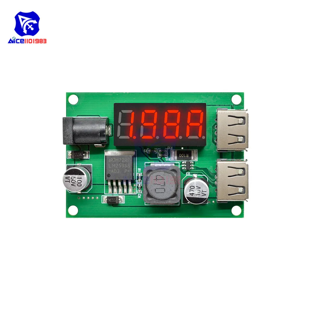 Понижающий преобразователь diymore с двумя USB портами 12 В/24 В/36 В в 5 3 А|dc-dc down|buck