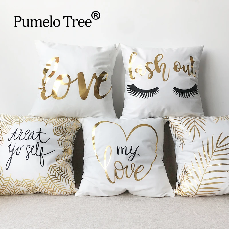 Бронзовая подушка декоративная ананасовый глаз Геометрическая Золотая чехол