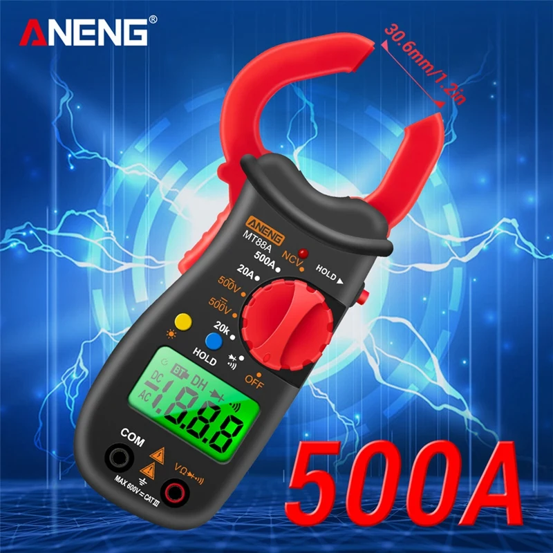 

ANENG MT88A 1999 Digital Clamp Multimeter Meter 1999 Counts 500A Ac Current Ac Dc Voltage Ncv Test with Backlight