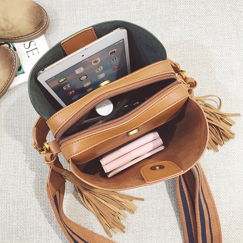 

2021 New Fashion Scrub Women Bucket Bag Vintage Tassel Messenger Bag High Quality Retro Shoulder Bag Simple Crossbody Bag Tote