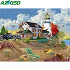 AZQSD Алмазная картина с морским крестиком Алмазная вышивка ручной работы пейзаж дом Стразы подарок домашний декор искусство