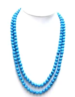 qingmos natural blue turquoise necklce for women with 8mm stripe round genuine stone necklace 43 long necklace jewelry nec5392