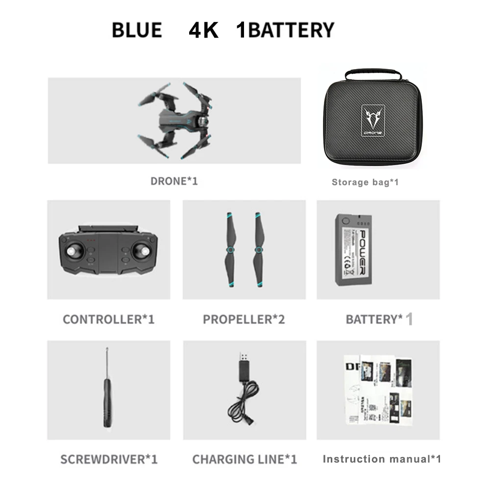 4K 1B BLUE BAG S20W селфи Дрон 4K HD Gimbal Двойная камера Wi-Fi FPV Gesture фото оптический поток Профессиональный Радиоуправляемый квадрокоптер вертолет Дрон - Цвет: 4K 1B BLUE BAG