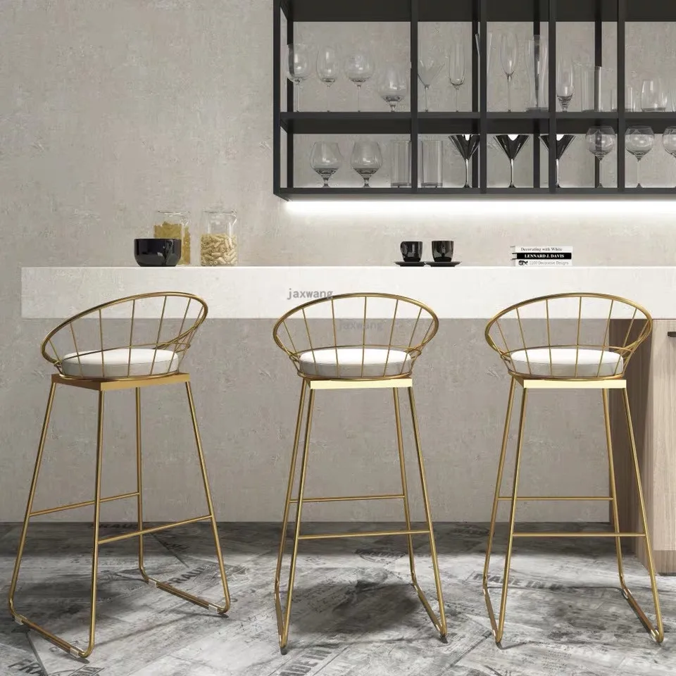 Современный простой барный стул из кованого железа золотой высокий современный