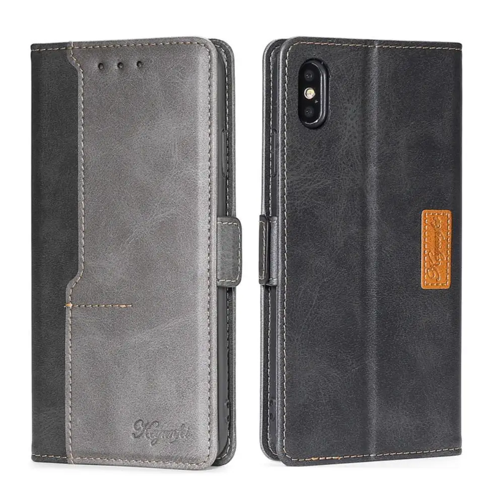 

Fashion Splice Leather Case Wallet Card Holder Magnetic Buckle Stand Flip Mobile Phone Protective Cover For Huawei Y9a 6.63 inch