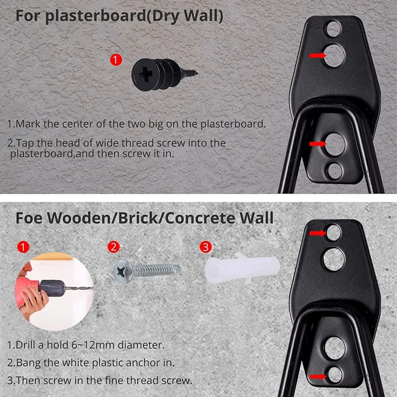 

Garage Hooks 10 PCS Heavy Duty Wall Hooks with Screws Steel Double Hooks Tool Holder for Bicycles Ladders Black