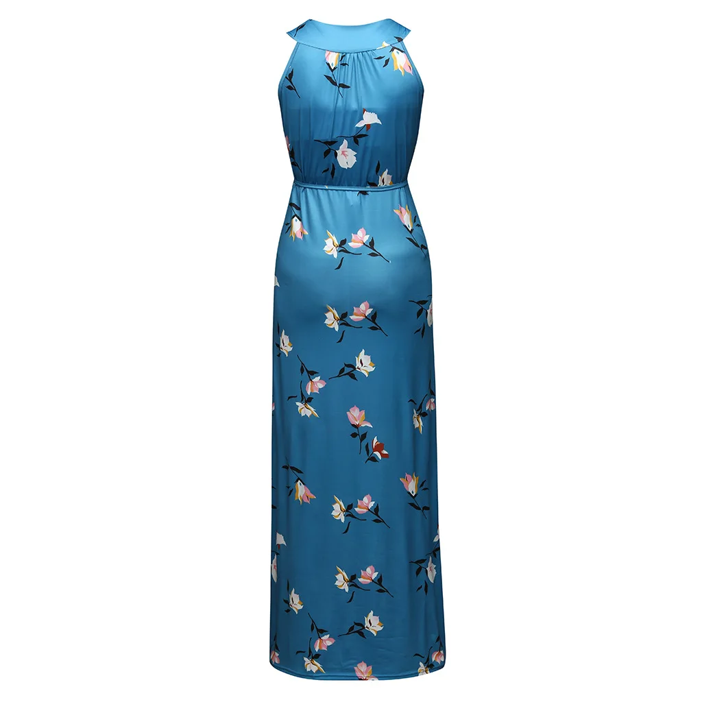

New Summer 2021 V-neck Breast-feeding Printed Long Sleeveless Dress For Pregnant Women