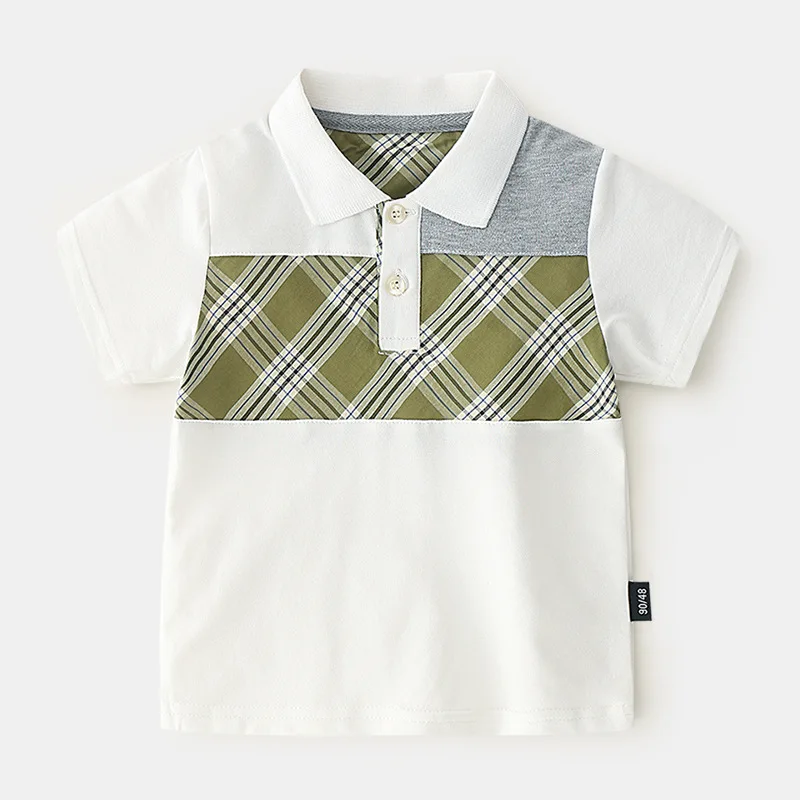 Boys Polo Shirt Plaid White Short Sleeve Shirts For Children School Baby Clothes |