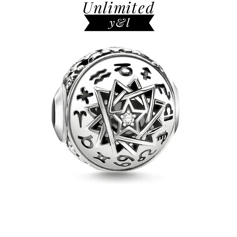 Звезда знак зодиака Шарм бисера для браслета ожерелье 925 серебро Карма Мода DIY