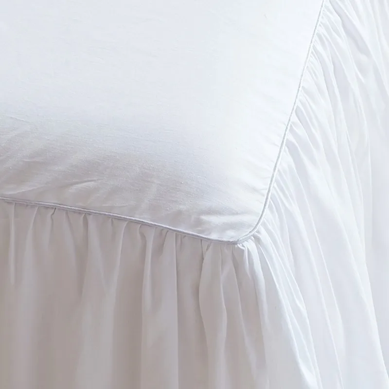 Korean White Ruffle Lace Princess Bedding Set Luxury Wedding Cotton Quilt/Duvet Cover Bed Skirt Linen Bedspread Home Textile | Дом и сад