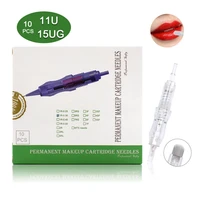 bmx 10pcs permanent makeup needles 11u 15ug for lips tattoo cartridges for pen machine tattoo supplies