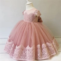 lovely pink puffy infant girls ball gown flower girl dress kids clothes baby girl birthday dresses pageant gowns with bow