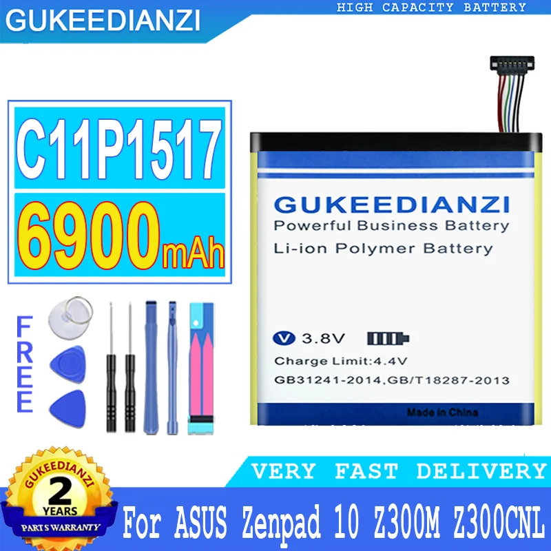 

6900mAh GUKEEDIANZI Battery C11P1517 for ASUS ZENPAD 10 Z300M Z300CNL 6B P00C ZENPAD10 Big Power Bateria