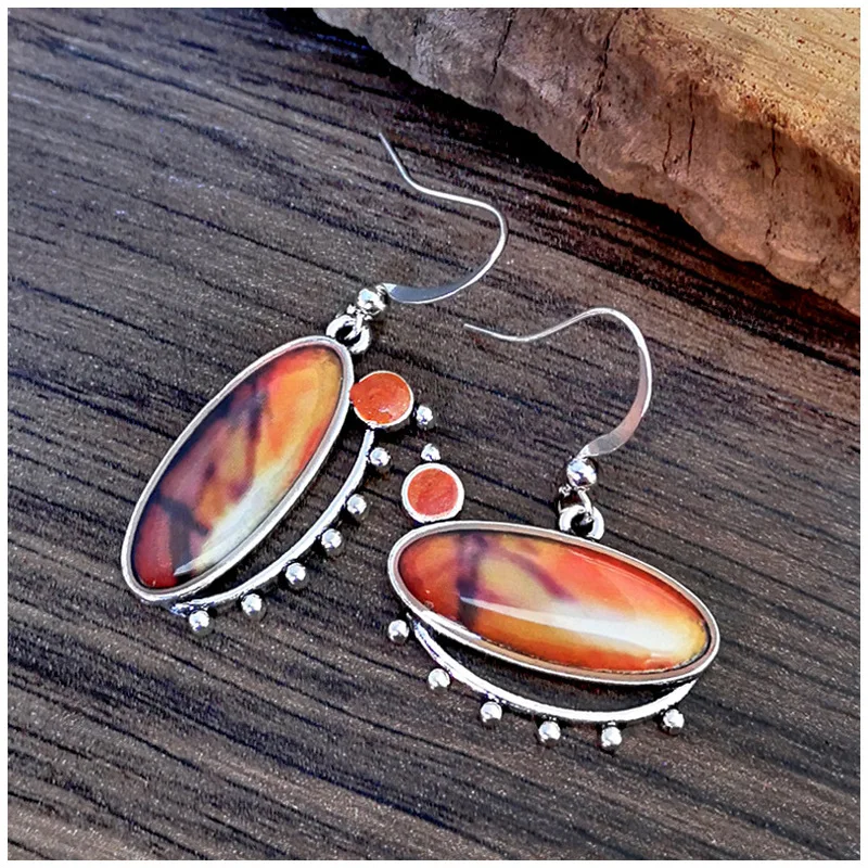 2019 винтажные креативные серьги-капли с желтым камнем для женщин длинные висячие