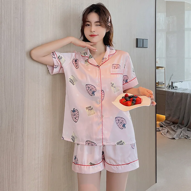 Пижамный комплект Женский из двух предметов летняя Пижама с коротким рукавом