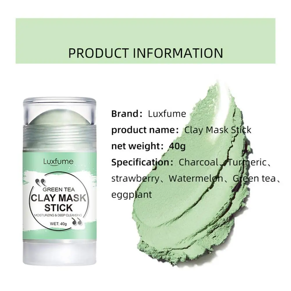 

40g Green Tea Oil Control Mask Purifying Clay Face Mask Stick For Blackheads Face Moisturizes Clay Mask Deep Clean Pore Mud Mask