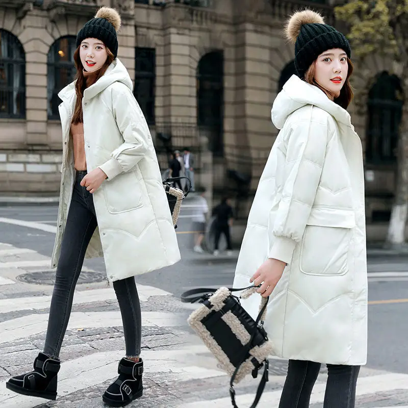 

2021 Winter White Duck Down Jacket Women Warm Long Coat