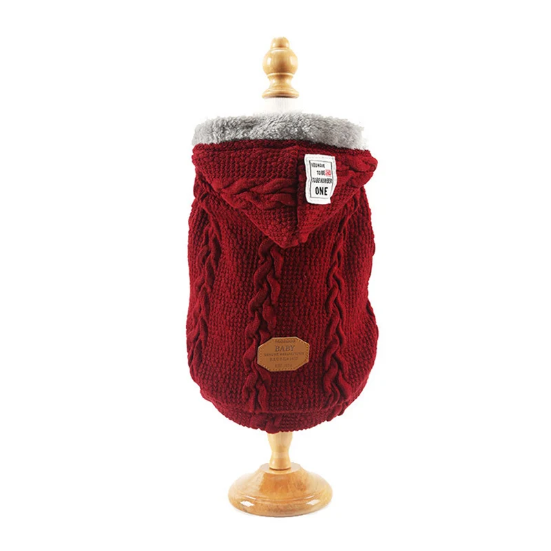 Теплая зимняя одежда для собак пальто Мягкий Вязаный Свитер малых и средних