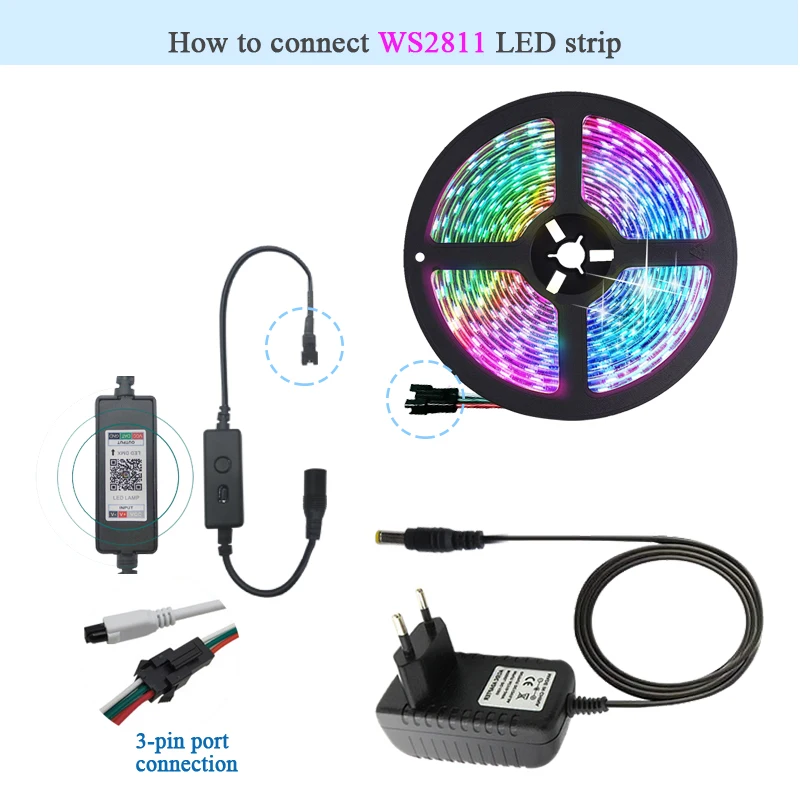 WS2811 Светодиодные Красочные светильник полосы постоянного тока 12В гибкий RGB 2835/5050