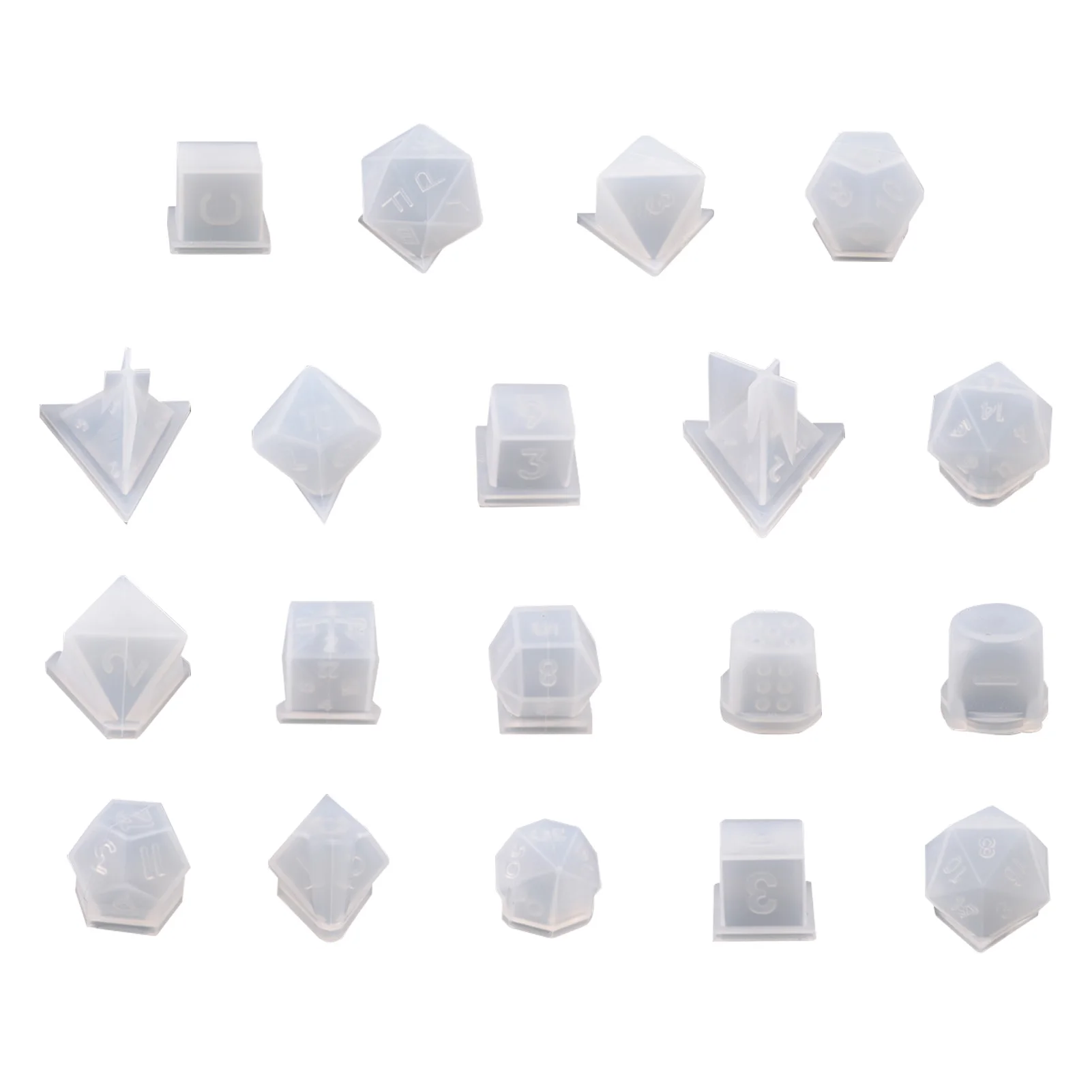

19 Shapes Clear Silicone Mould Flower Resin Decorative Craft DIY Epoxy Resin Molds Dice Digital Game Silicone Mould For Jewelry