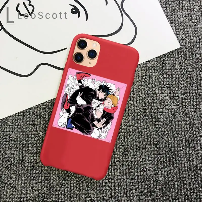

Anime Jujutsu Kaisen cute cartoon Phone Case Candy Color for iPhone 11 12 mini pro XS MAX 8 7 6 6S Plus X 5S SE 2020 XR