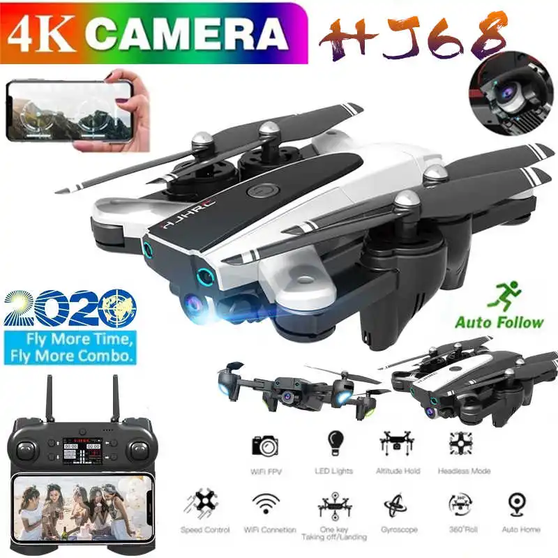 

Складной профессиональный Дрон HJ68 с камерой 4K HD для селфи с автоматическим подключением Wi-Fi FPV широкоугольный Радиоуправляемый квадрокопте...