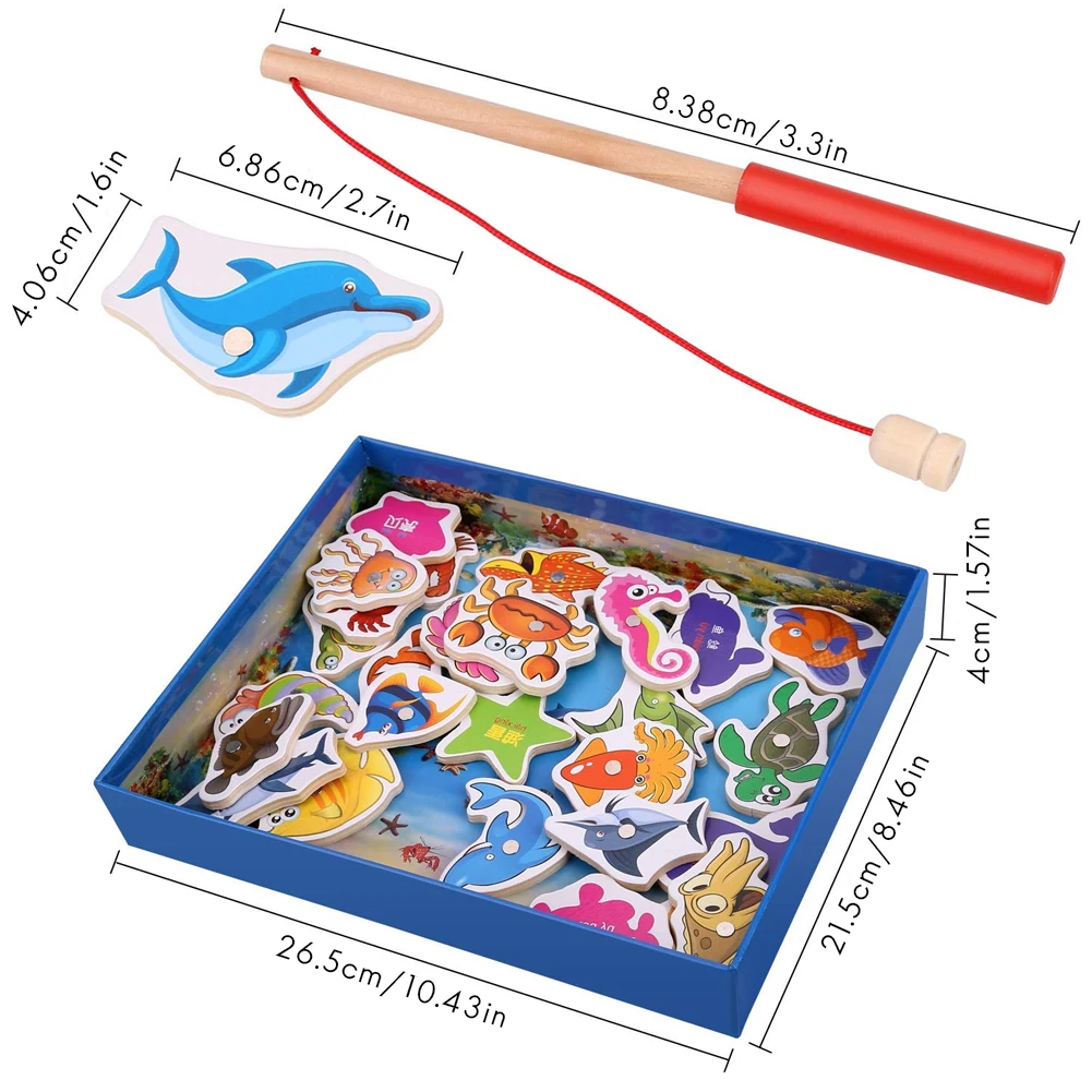 Детские деревянные магнитные рыболовные игрушки Раннее развитие и образование
