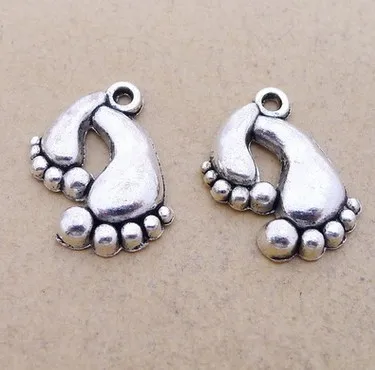 

Charm for making jewelry 10pcs 20x13mm antique silver color footprint charms