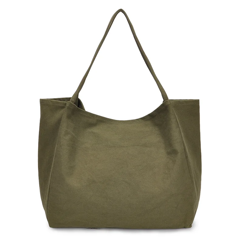

Korean canvas big bag female Korean version of the plain shoulder large capacity simple casual fashion wild portable tote bag