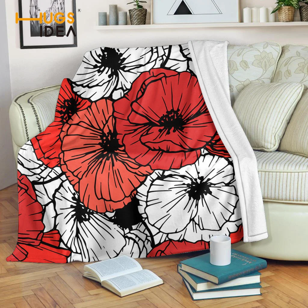 

HUGSIDEA детский женский домашний текстиль, пушистое Фланелевое покрывало для кровати, красивый красный цветок, брендовый дизайн, хорошее каче...