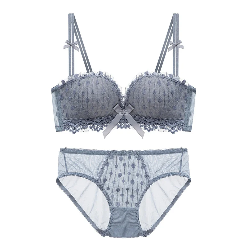 

Small Chest Push up No Steel Ring Fake Mother Bra Set Sweet Cd Dress Japanese Women's Clothing Boss Beauty Back Underwear for