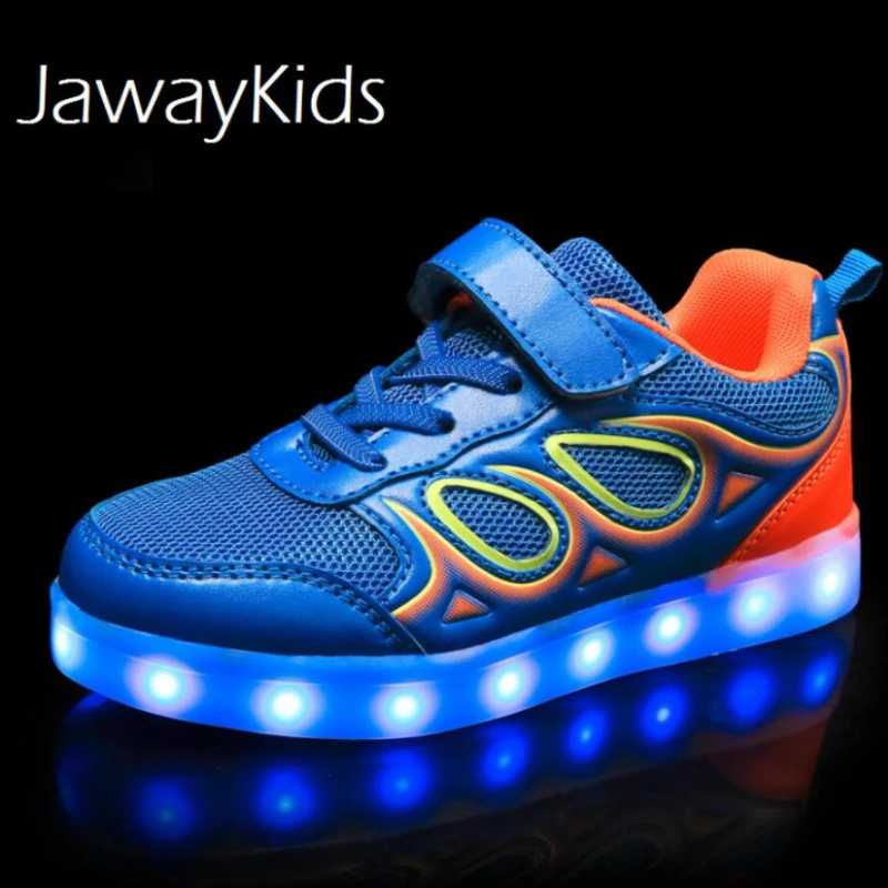 JawayKids/светящиеся Детские кроссовки с USB зарядкой Детская модная светящаяся обувь