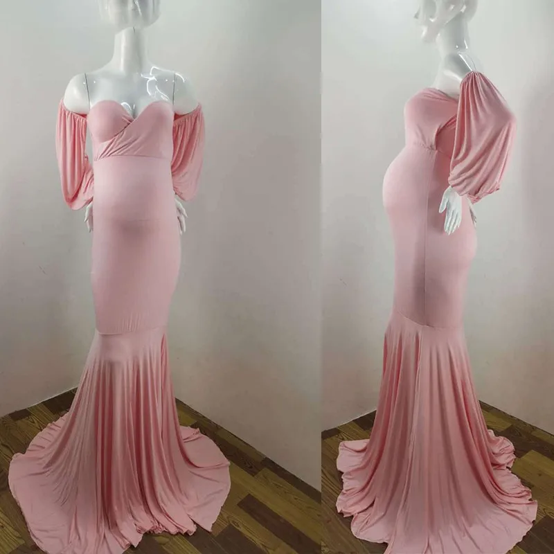 

Long Maternity Photography Props Sexy Off Shoulder evening dress Maxi Gown Maternity Dress For Photoshot Pregnant women Clothes