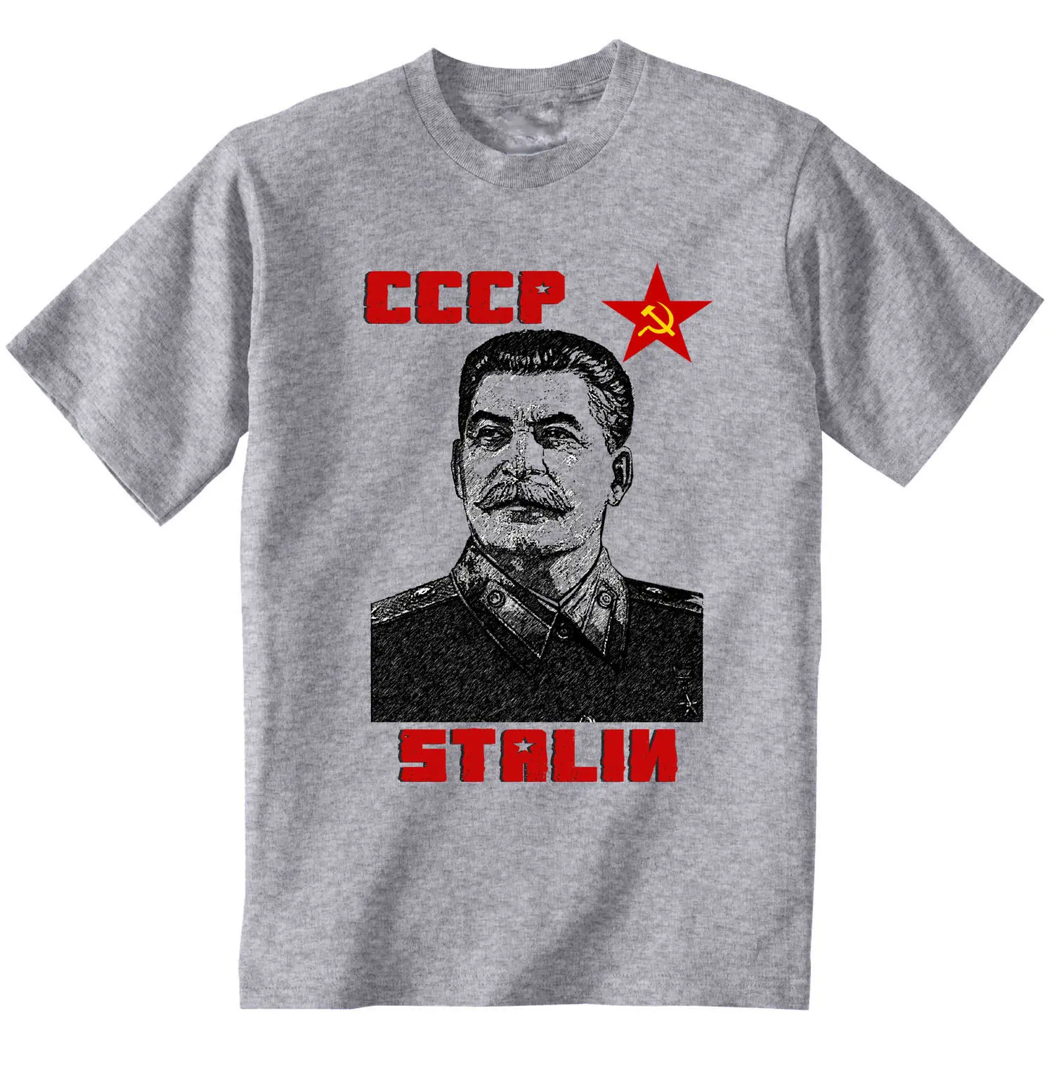 Сталин советское соединение новая хлопковая серая футболка с круглым вырезом и