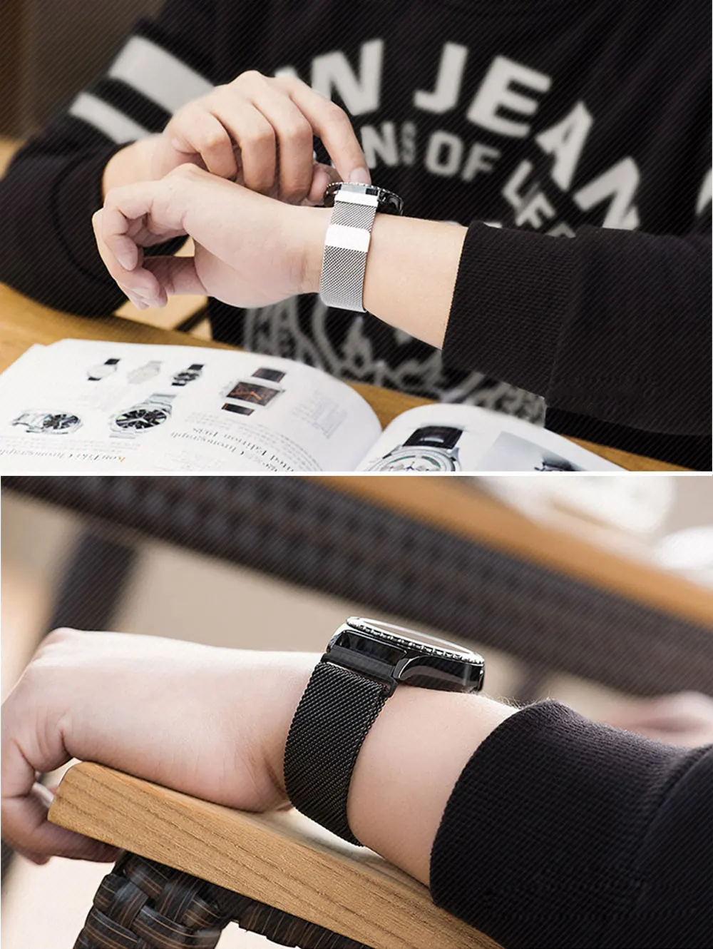 UTHAI S08 Универсальный Миланский петля ремешок 18 20 22 24 мм для samsung gear S2 S3 Active 2 Galaxy watch 42 46 выпуклая Пряжка ремешок для часов
