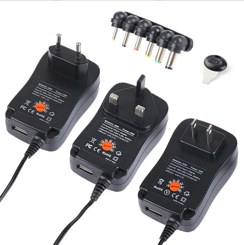 

30W multifunctional American Standard 3V 4.5V 6V 7.5V 9V 12V power charger